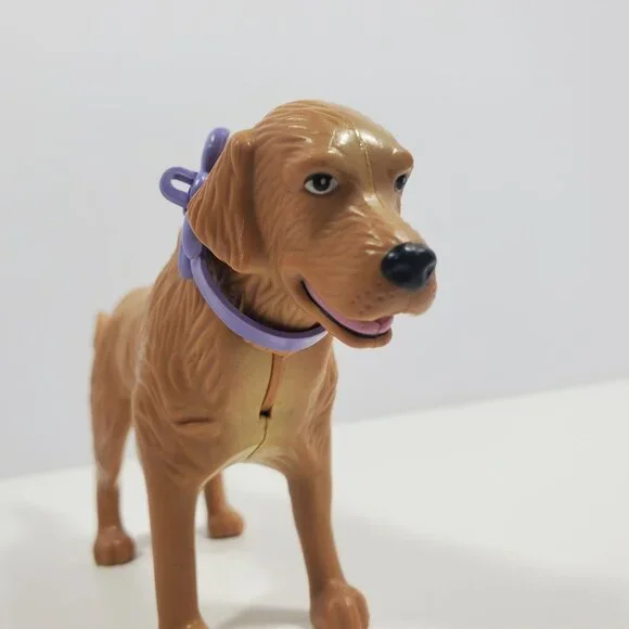 Barbie Golden Retriever Dog 7" With Purple Bow Yellow Brown - Picture 5 of 16